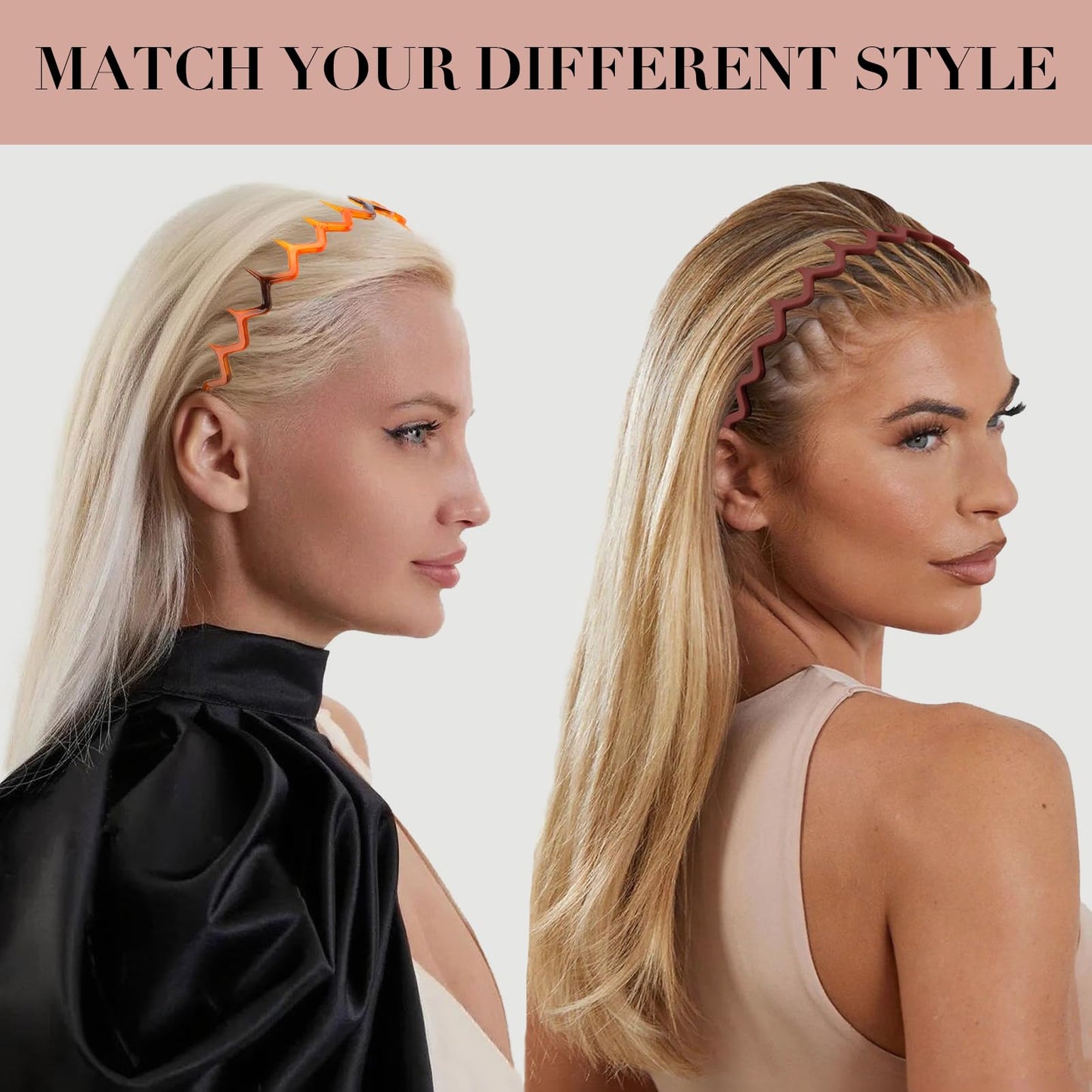 Canitor 8 Pieces Zig Zag Headbands Gifts for Women Teen Girls 90s Outfits Fashion Hair Accessories Trendy Zigzag Hair Bands for Women's Hair Thin Wave Teeth Comb Head Bands