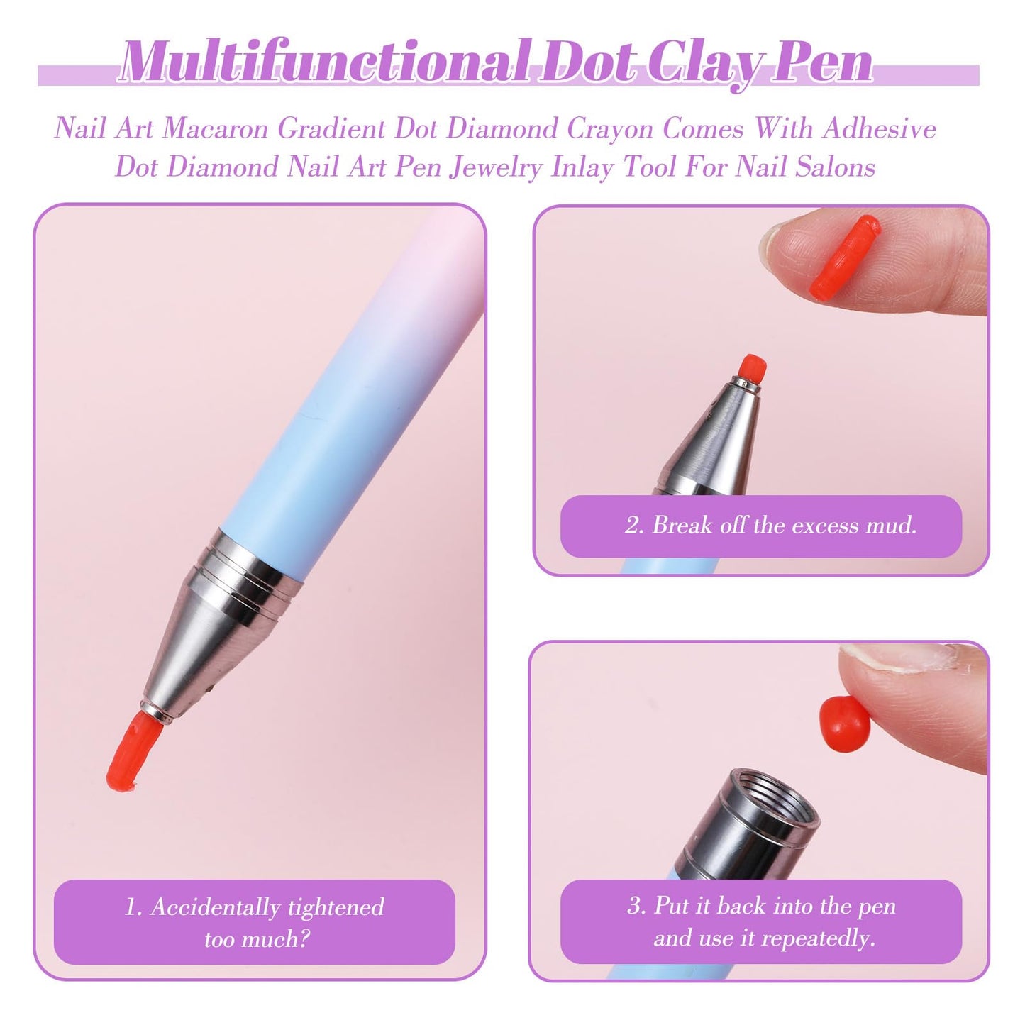 DOPENSPI 1PCS Rhinestone Picker Tool, Refillable Wax Pen with 6PCS Wax Refills Diamonds Art Pens Rhinestone Pickup Tool Nail Diamond Arts Painting Dotting Pen for Nail and Diamond Art Paint