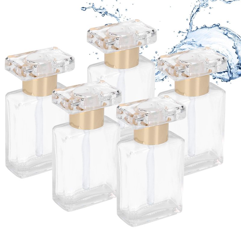 5pcs Clear Glass Empty Perfume Bottles, Travel Portable, Refillable Perfume Bottles, 17ml. Compact design, perfect for storing perfumes and essential oils.