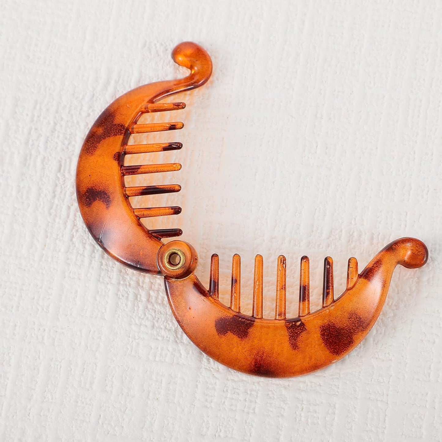 Small Banana Clips for Hair - 6 Multicolor Non-Slip Fishtail Combs | Cute Round Ponytail Holders for Women and Girls