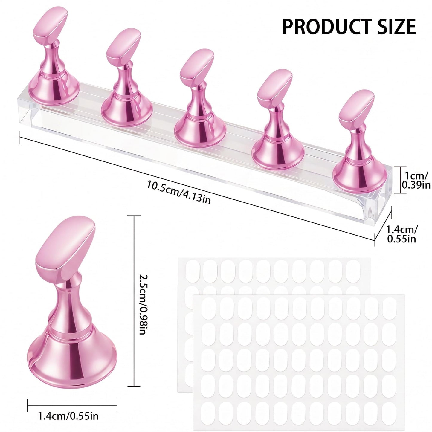 Nail Stand for Press Ons, Nail Holder for Painting Nails, Nail Stands for Nail Art, Magnetic Fake Nail Holder with Double-sided Tape for Home Salon DIY Display Practice