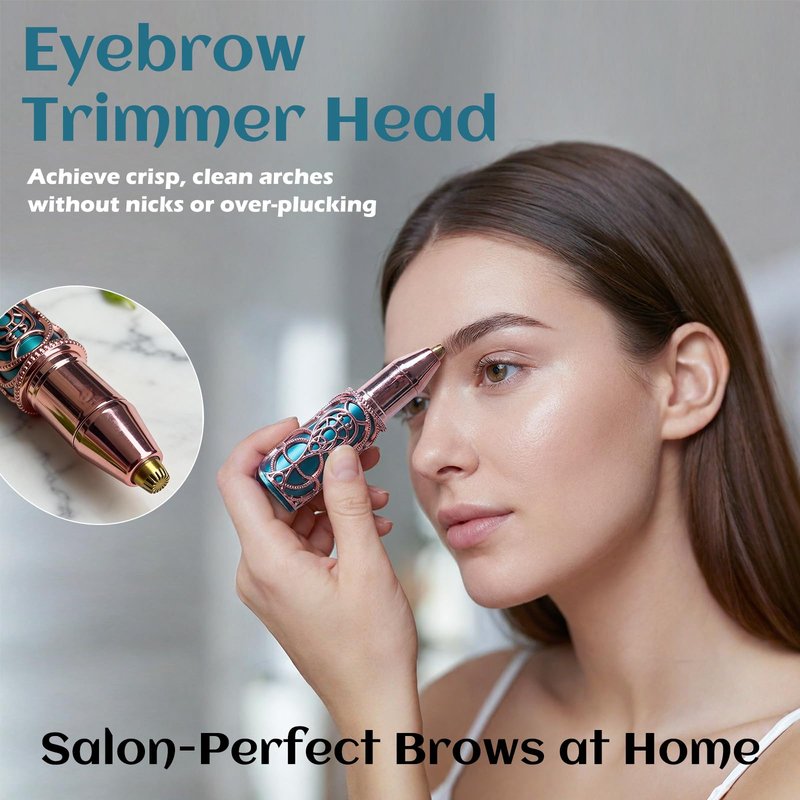 VEGITERIA Facial Hair Remover & Eyebrow Trimmer for Women – 2-in-1 Painless Electric Shaver with Elegant Shape, Waterproof & Rechargeable, for Eyebrows, Upper Lip, Peach Fuzz & Chin