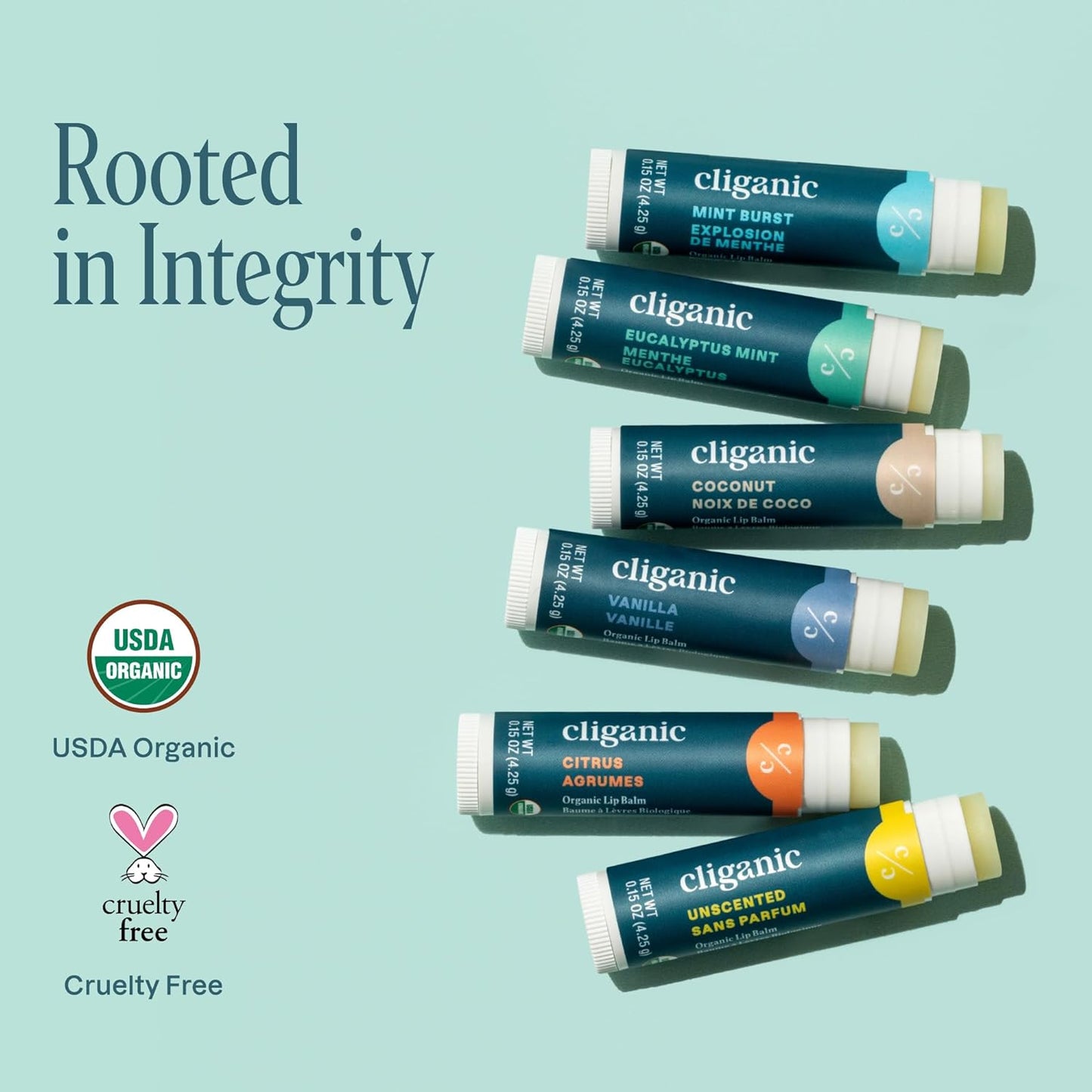 Organic Lip Balm Set - 6 Flavors of 100% Natural Hydrating Moisturizers | Perfect Gift for Dry Cracked Lips