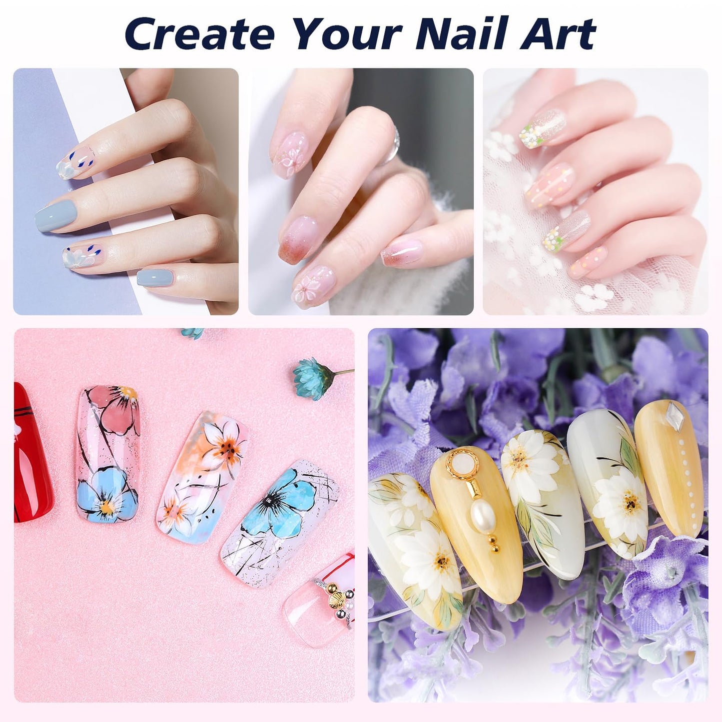 Subay French Nail Stamper, Nail Stamper Kit - 2pcs Nail Art Stamper, Nail Scraper, 2pcs Nail Stamping Plate, 4pcs Replaceable Silicone Jelly Heads for Gel Manicure Home Salon Nail Art DIY