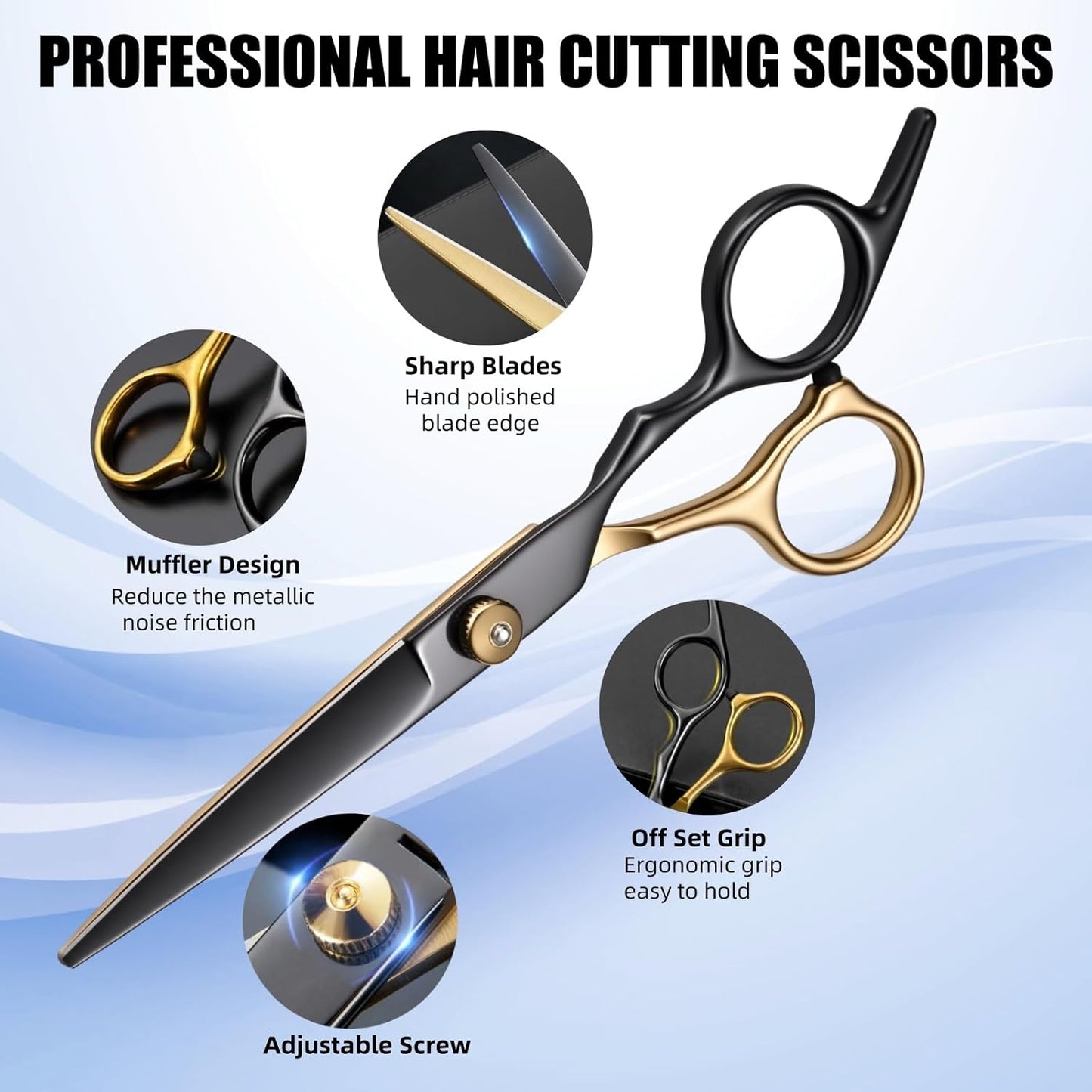 Professional Hair Cutting Scissors Kit - 13 PCS Shears Set for Men, Women & Kids | 6.5 Inches