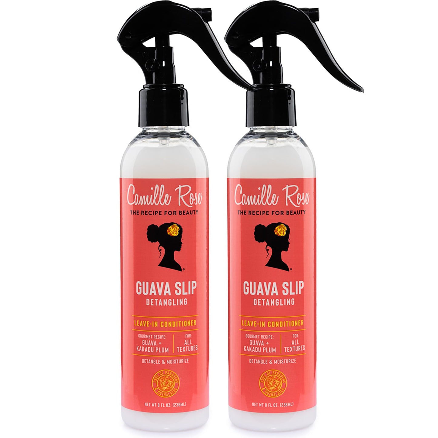 Camille Rose Guava Slip Detangling Leave In Conditioner, with Guava, Kakadu Plum and Aloe Leaf Juice to Detangle and Soften, for All Hair Textures, 8 fl oz 2 Pack