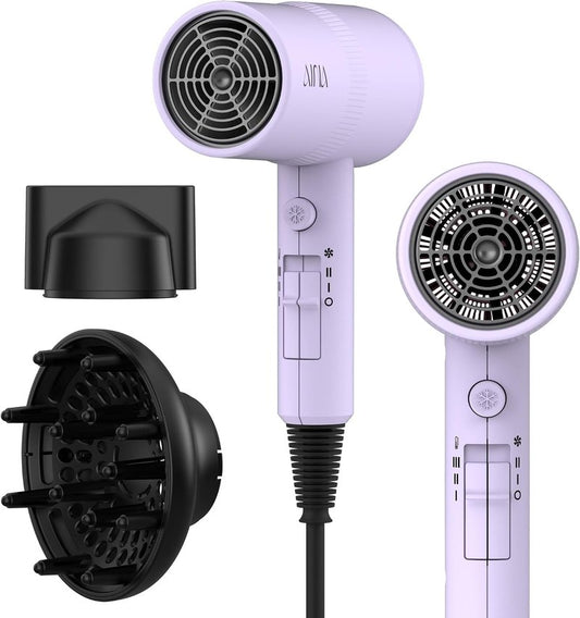 AINA Hair Dryer with Diffuser - Advanced Ionic Technology & Ceramic Coating | Fast Drying & Shine 110V (Purple)