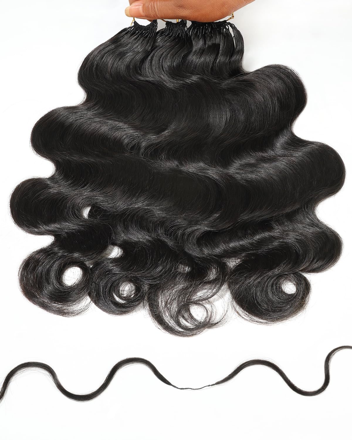 BEEOS Body Wave Miracle Knots Crochet Hair 160g, Pre-Separated Knotless Feather Crochet Human Hair for Black Women, Reusable 22 Inch Natural Black