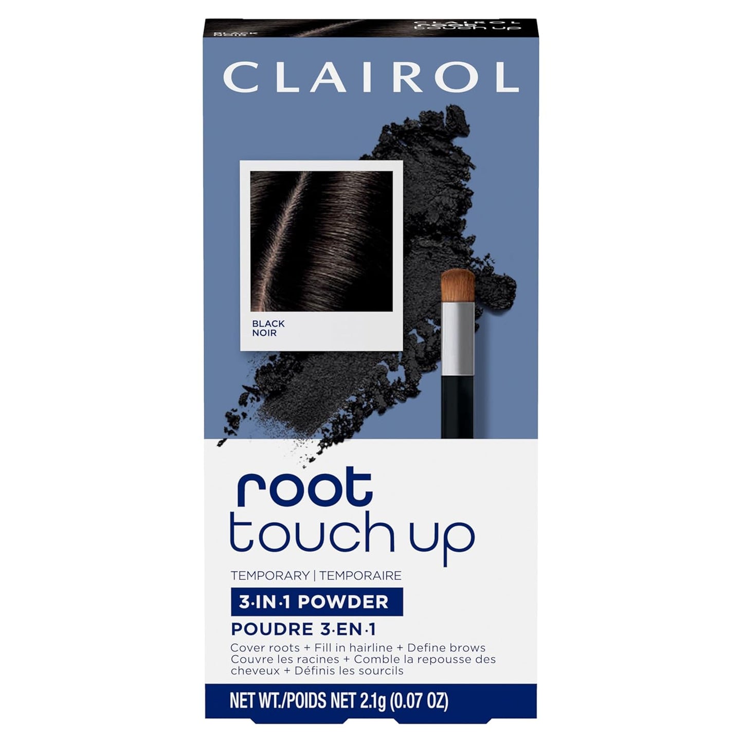 Clairol Root Touch-Up Powder - Black Hair Color | Ammonia Free | Compact with Mirror & Brush | Instant Root Coverage