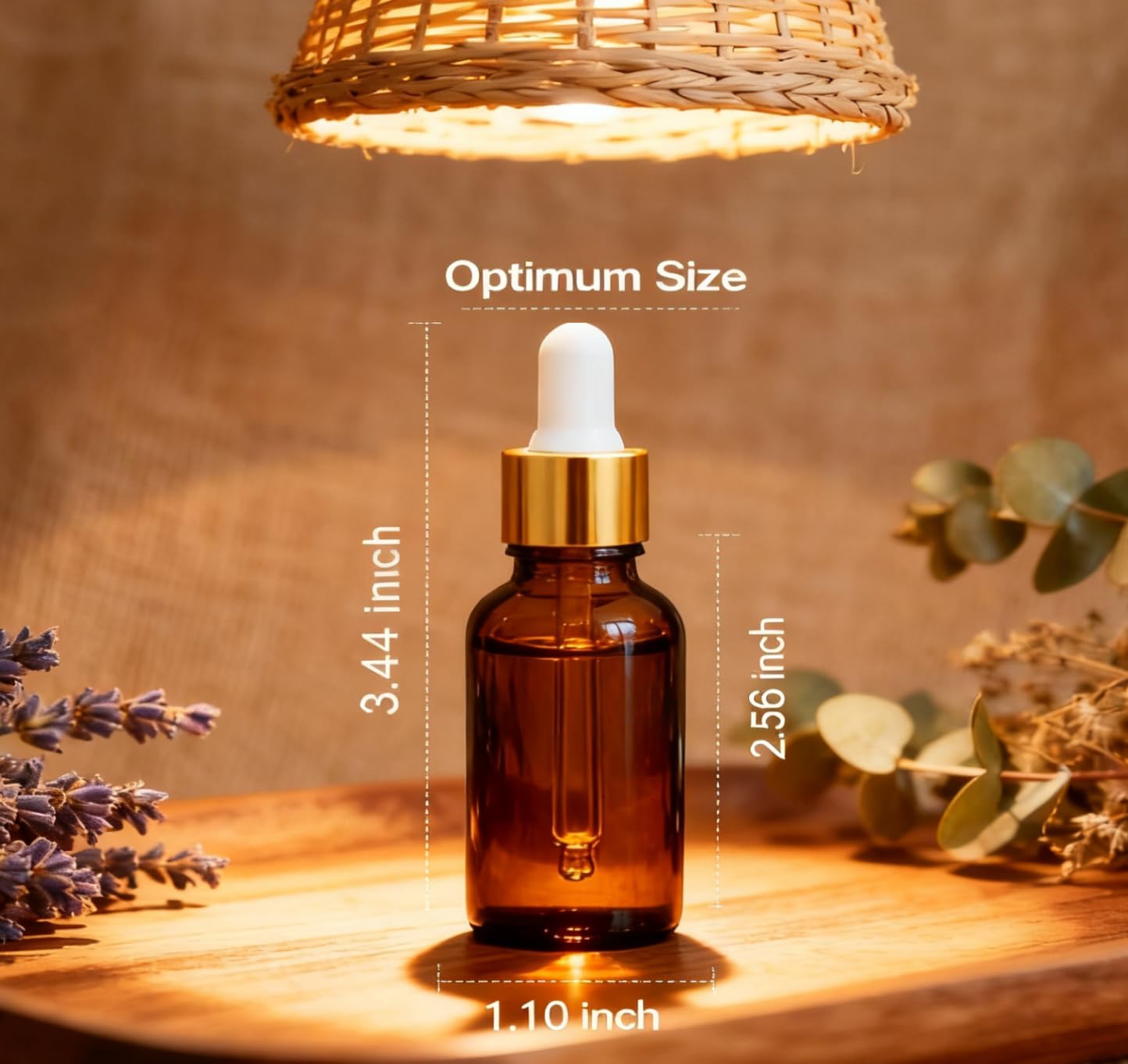 Glass Eye Dropper Bottles - 24 Pack 0.5oz Amber Leakproof Bottles with Golden Caps | Perfect for Essential Oils, Tinctures, Travel