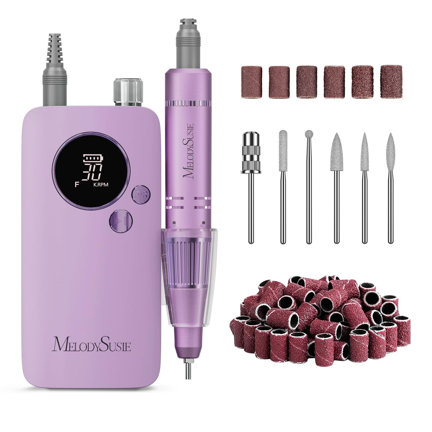 MelodySusie Entry-Level Clip-On Rechargeable Nail Drill, SC320F 30000RPM E-File with Pastel & Colorful Design for Manicure Shaping & Gel Removal, Ideal for Training, Nail Art Practice & Home Use