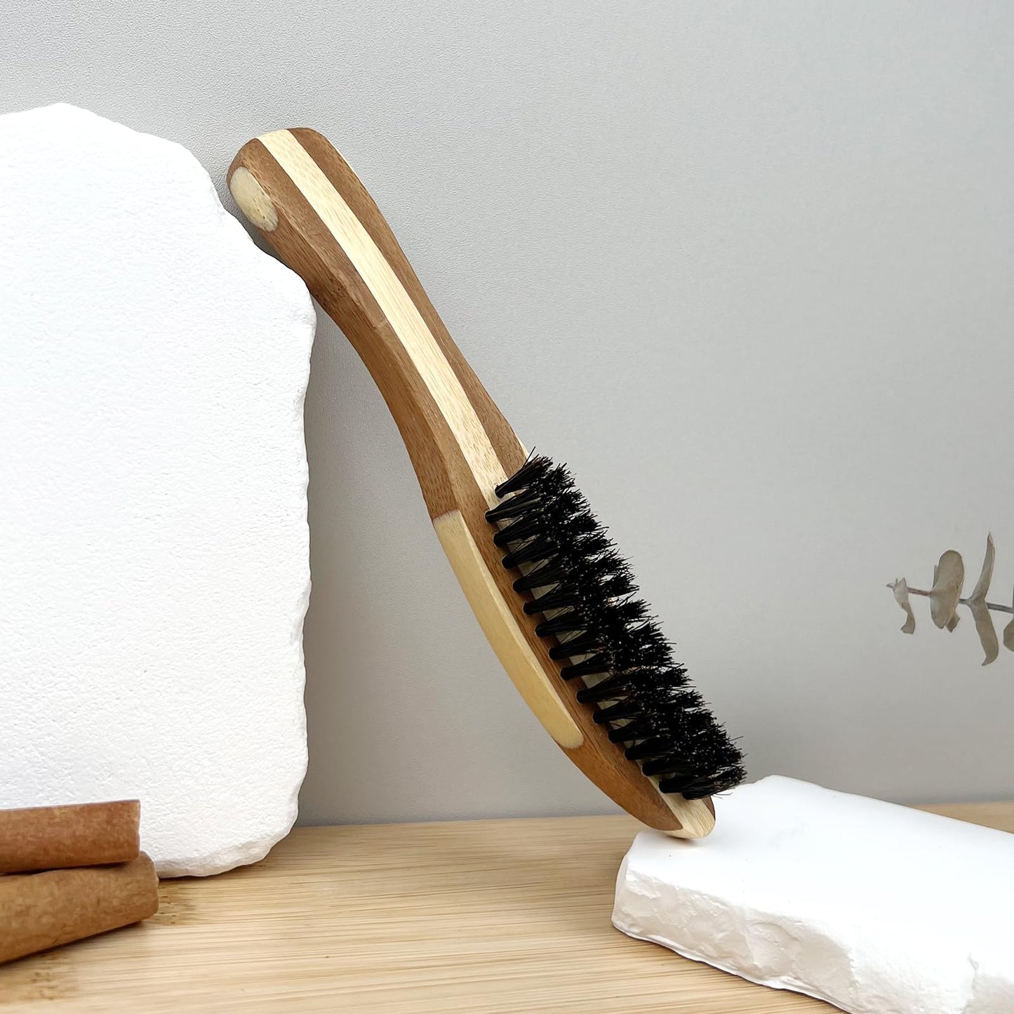 Beard Brush for Men – Ergonomic Curved Design for Beard & Mustache Grooming and Styling – Promotes Beard Growth – Portable and Travel-Friendly