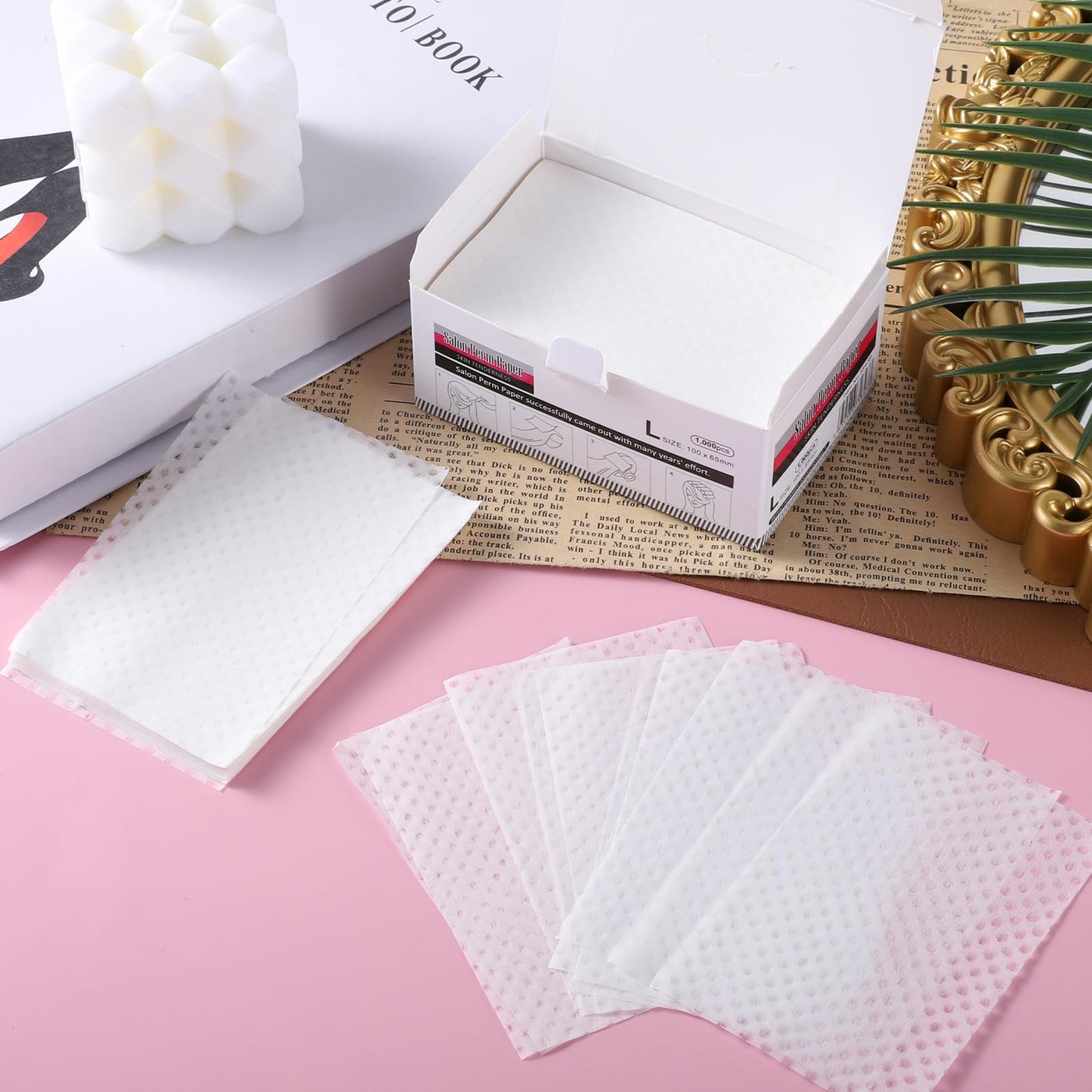 YBEATY 1000 Sheets Disposable Salon Perm Paper Breathable Hair Perm Paper 3.9 × 2.5 inches Regular Perms End Home Salon Tool for Hair Shop Professional Stylist For Hot Cold Curling Styling