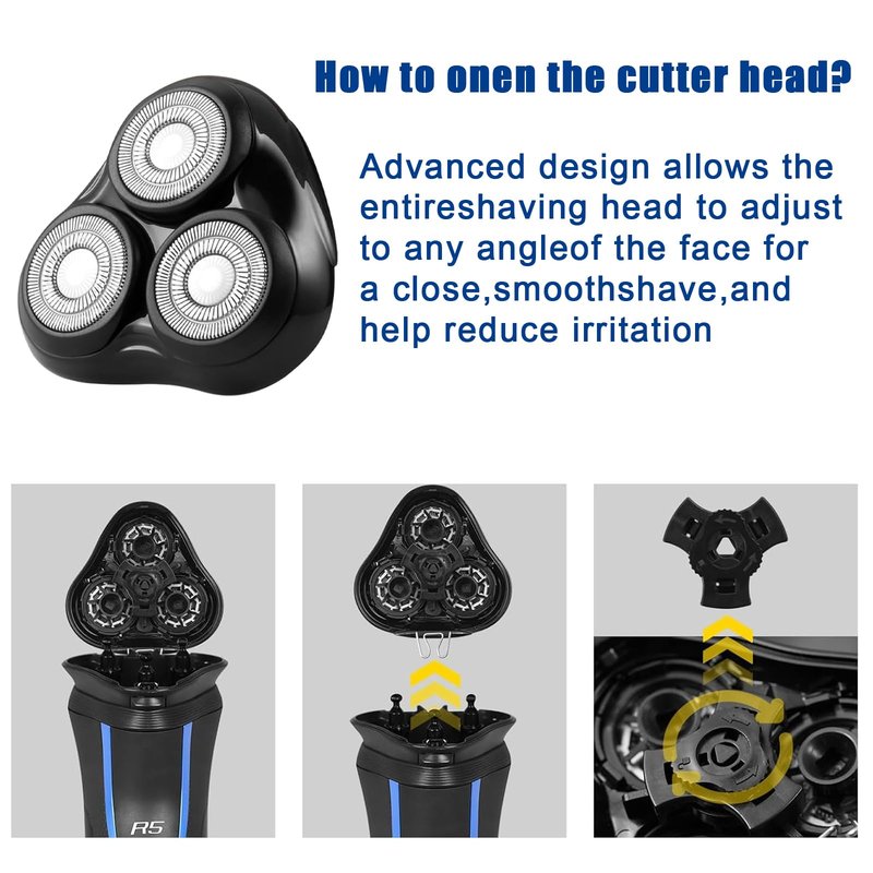 Rotary Replacement Shaver Head,Compatible with Remington Shaver Series,forR3,R4,R5,R6,R7,R8,SP-3141 and SP-5161 Foils (Black-1 PC)