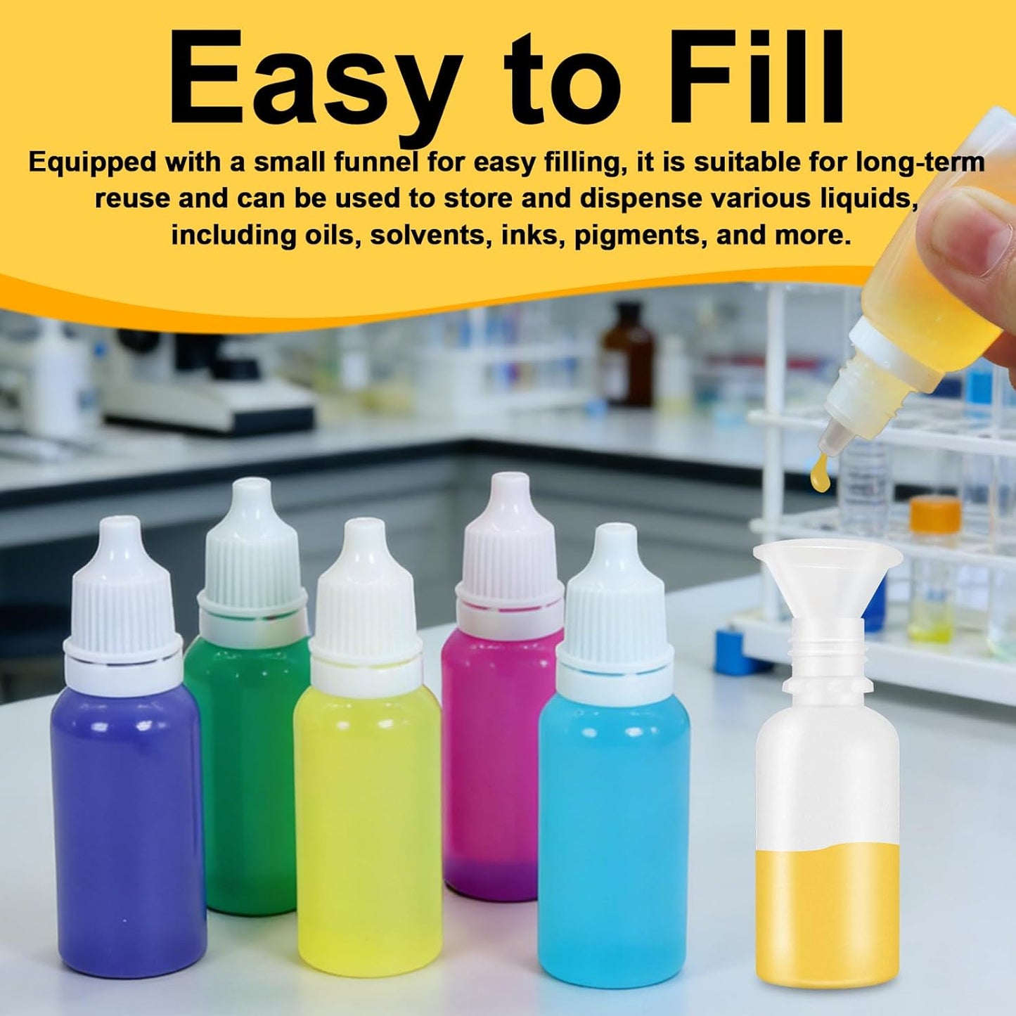 15ml Plastic Dropper Bottles - 5 Pack Small Squeeze Bottles with Funnel for Oil & Liquid Storage