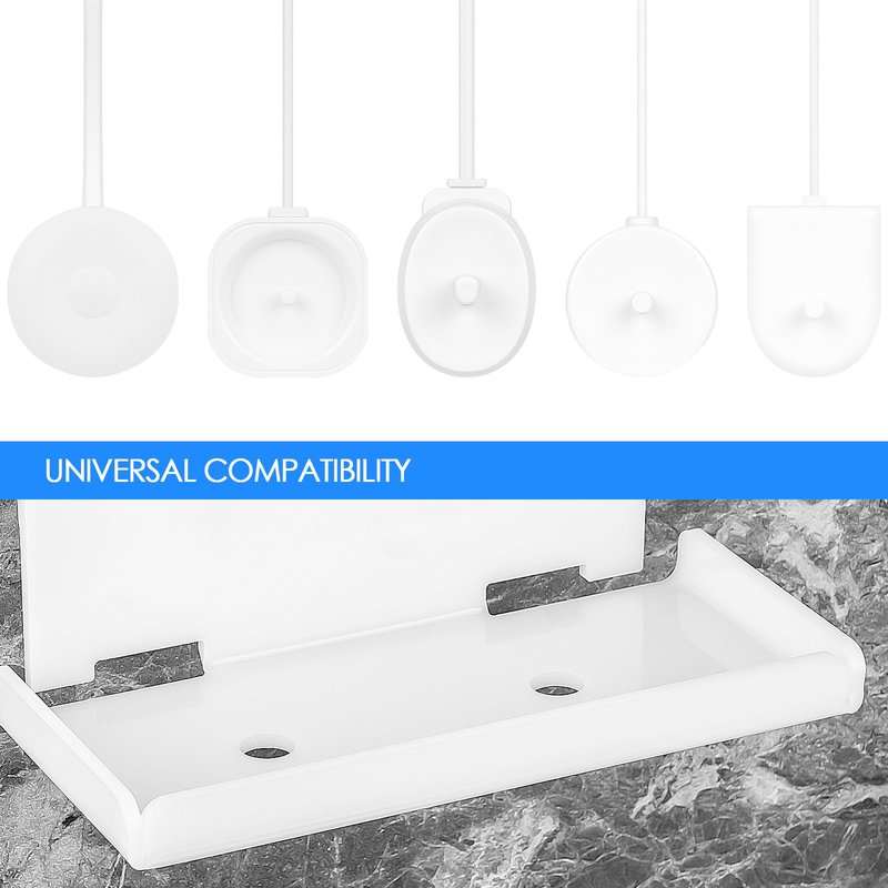 Electric Toothbrush Holder Wall Mounted, Electric Toothbrush Cord Organizer Holds 2 Chargers, Self Adhesive Electric Toothbrush Stand for Bathroom, Medicine Cabinet, Dorm(White)
