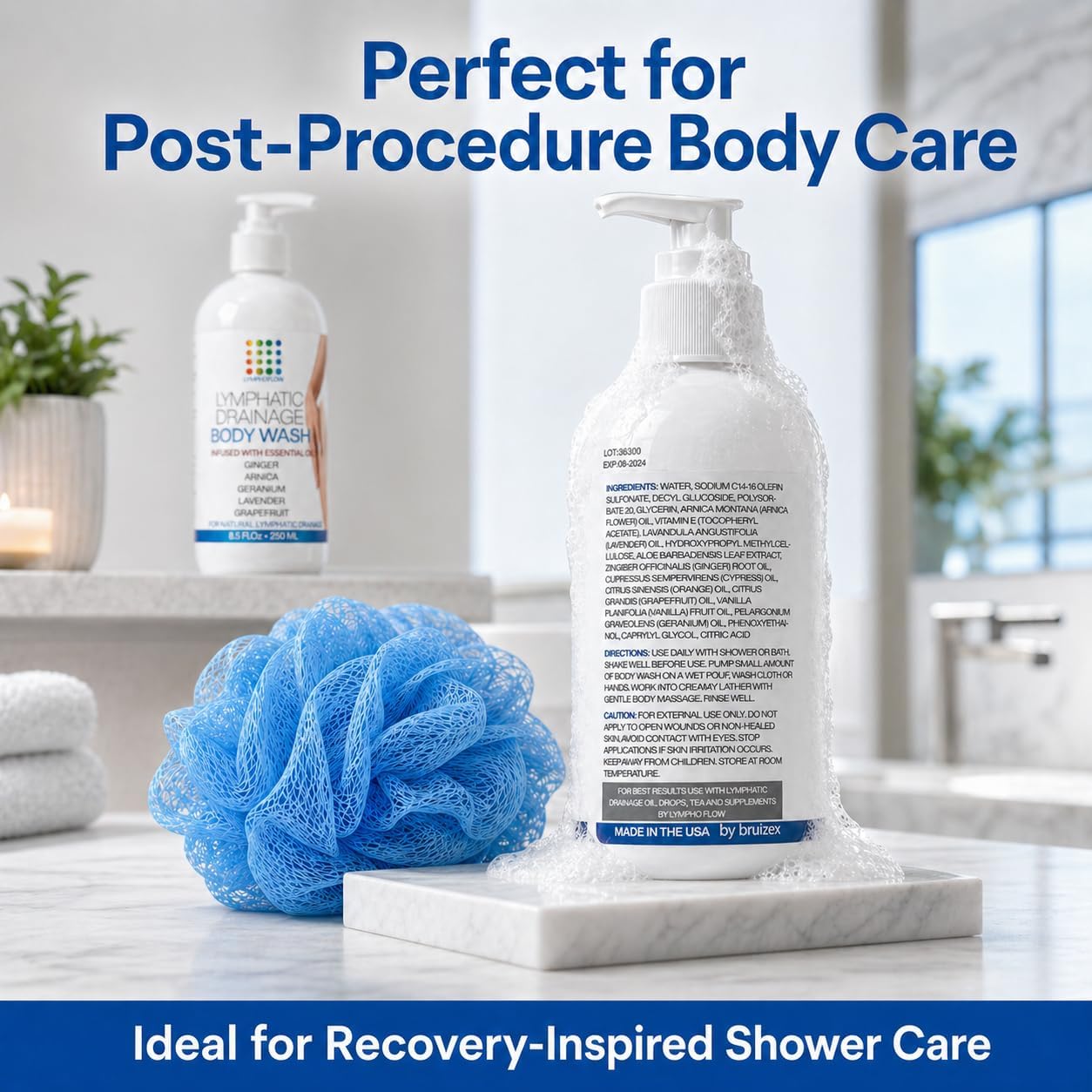 Lymphatic Drainage Body Wash - Natural Herbal Shower Gel for Detox & Healthy Lymph Flow | 8 Fl Oz