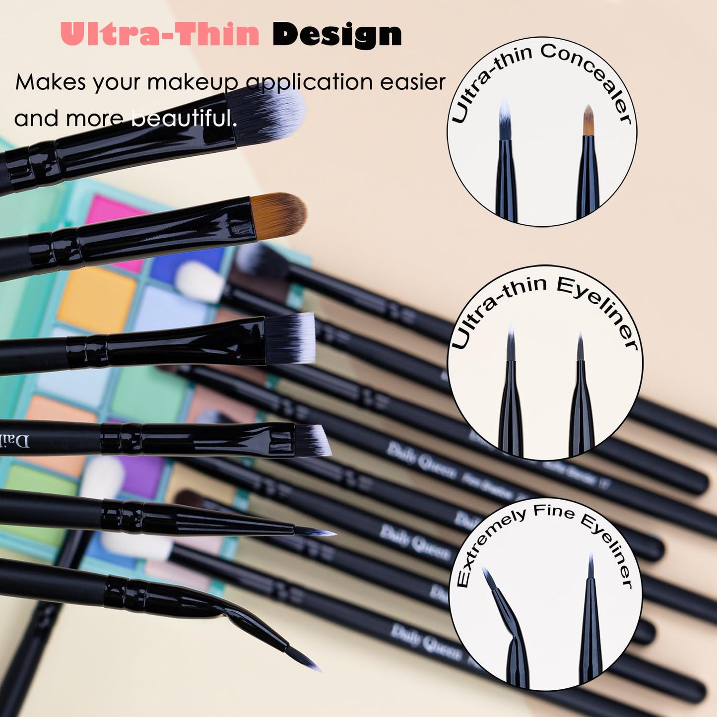 Daily Queen 29pcs Black Professional Makeup Brush Set Kabuki Powder Concealers Eye shadows Blush Eyeliner Eyebrow Contour Eye blending Brushes (29pcs brush)
