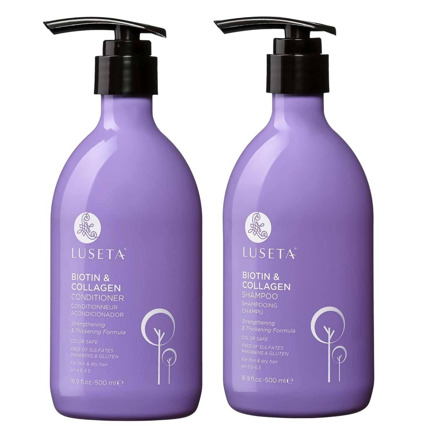 Luseta Deep Hydrating Hyaluronic Acid Shampoo & Conditioner Set - Sulfate-Free Moisturizing Hair Care with Shea Butter & Avocado Oil | 2 x 16.9oz