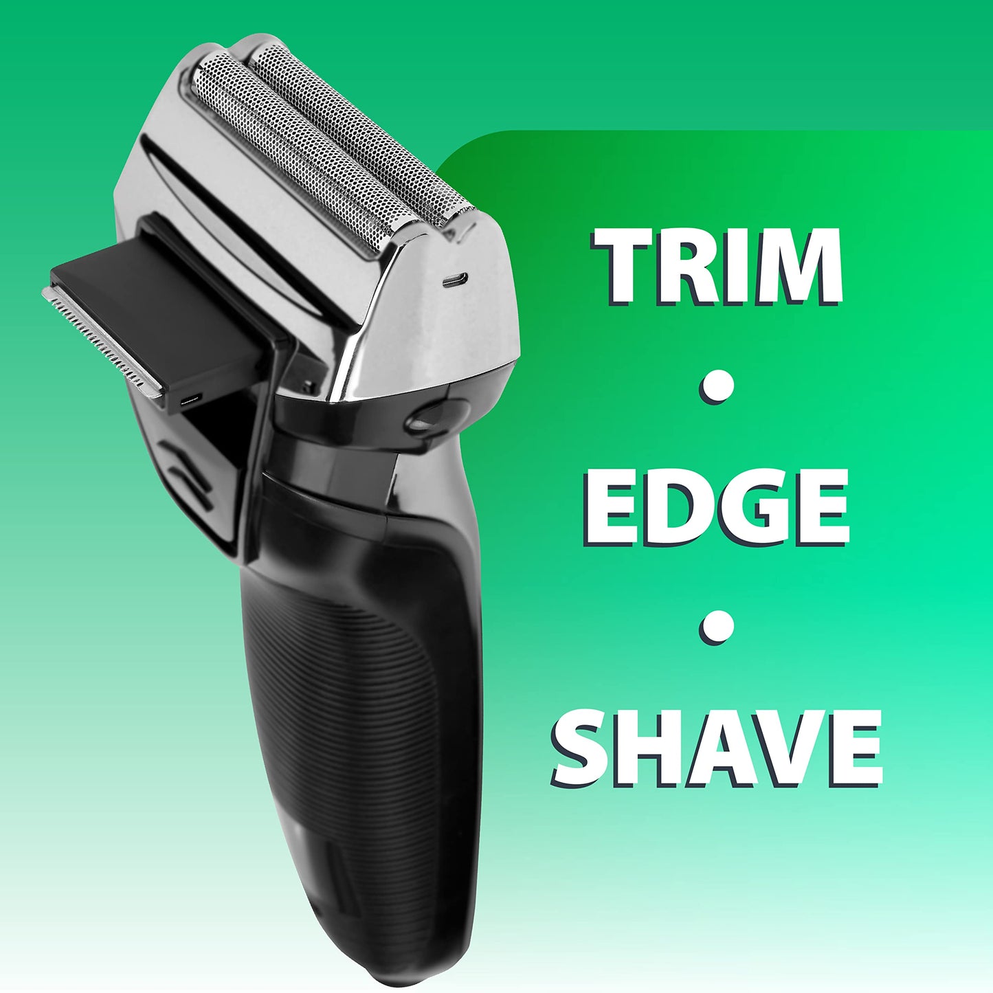 ChargeWorx Groom Essentials Dual-Foil Rechargeable Electric Shaver, Cordless, Ergonomic Electric Razor with Pop-Up Beard and Mustache Trimmer for Travel, LED Battery Indicator, Includes Cleaning Brush