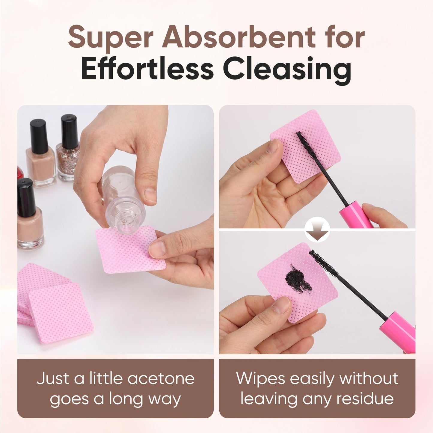 1200 Lint Free Nail Wipes, Acetone Nail Polish Remover Pads, No Lint Wipes for Nail Art Gel Nail Supplies and Eyelash Extensions Wipes