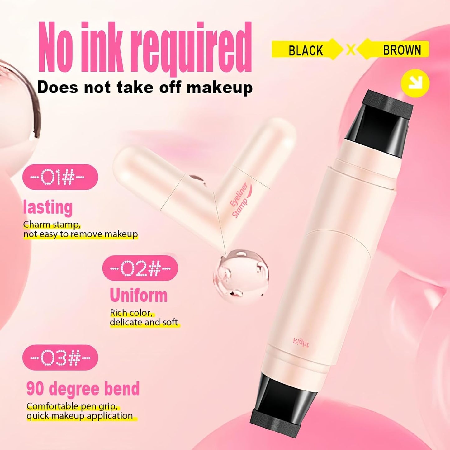Waterproof Eyeliner Stamp - Smudge-Proof Black Eyeliner Pen for Easy Application