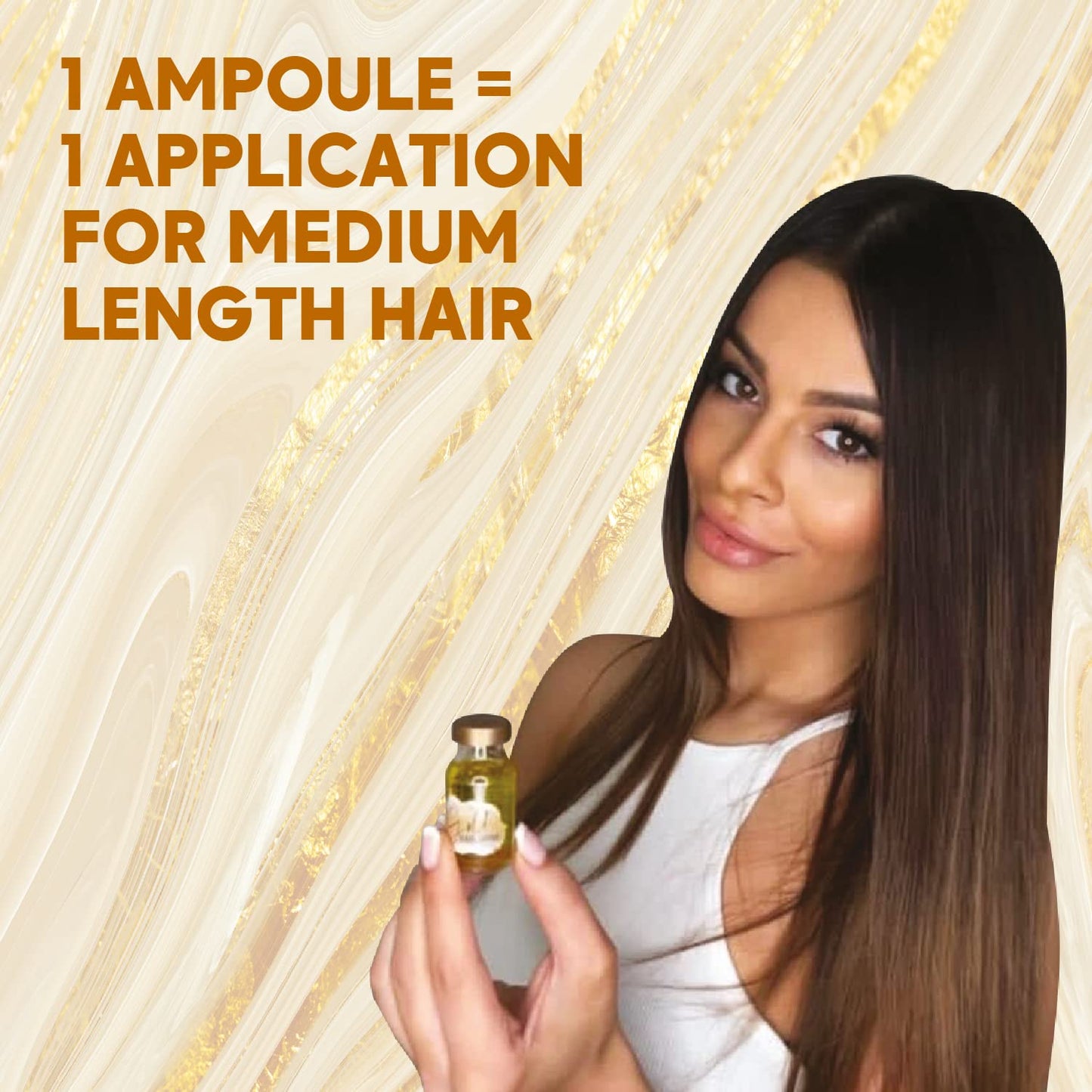Gold Hair Shine Ampoule Booster Reconstruction Treatment with Shea Butter and Amino Acids – Deep Conditioning Serum for Smooth Soft and Shiny Hair – 0.33 fl oz
