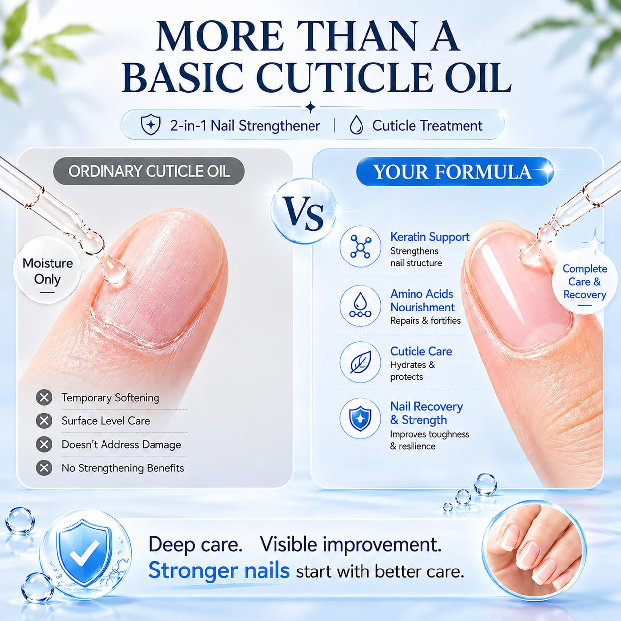 Keratin Nail Strengthener Oil - Repair Weak & Brittle Nails | Fast-Absorbing Treatment with Amino Acids, Aloe & Lavender