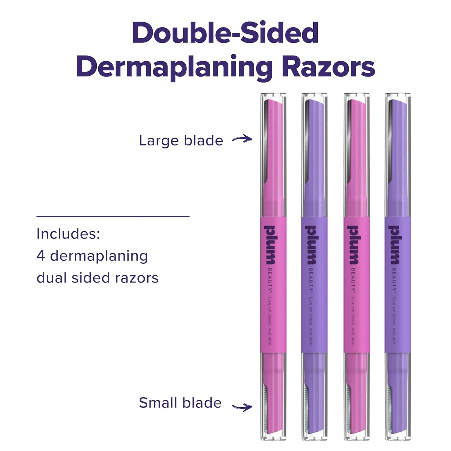 Double-Sided Dermaplaning Razors for Women - Precision Dual-Blade Facial Tool | 4-Pack for Brows, Upper Lip & Cheeks