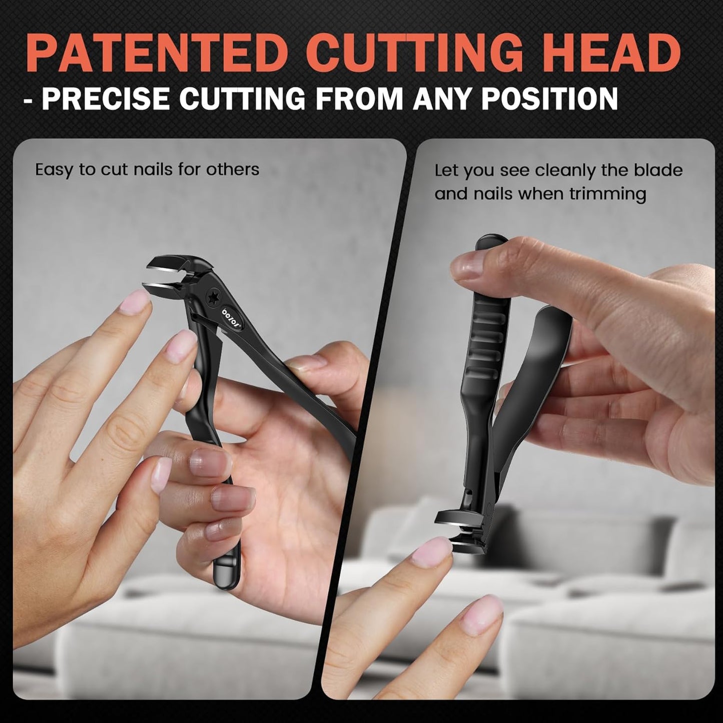 BEZOX Toenail Clippers for Seniors - Long Handled Curved Head Clippers for Thick Nails | Ergonomic Design, Black