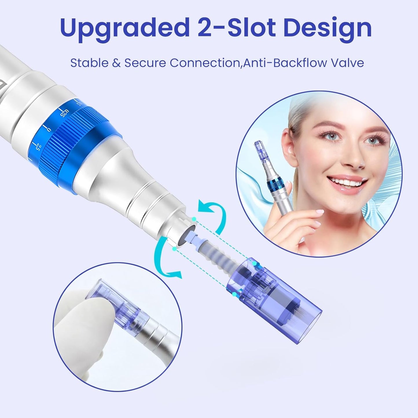 Microneedling Pen Cartridges - 21 Pcs Replacement Tips for Dr Pen A6 | 0.25mm, 7x36 Pin, 7x12 Pin, 7x Round Nano