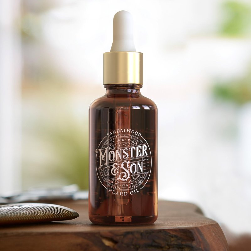 Monster&Son Cedarwood with Lemongrass Raw Cold Pressed Organic Beard Oil 1.7oz - Helps to Hydrate, Style and Promote New Hair Growth - Rich in Vitamins & Minerals - Jojoba, Argan & Meadowfoam Oils