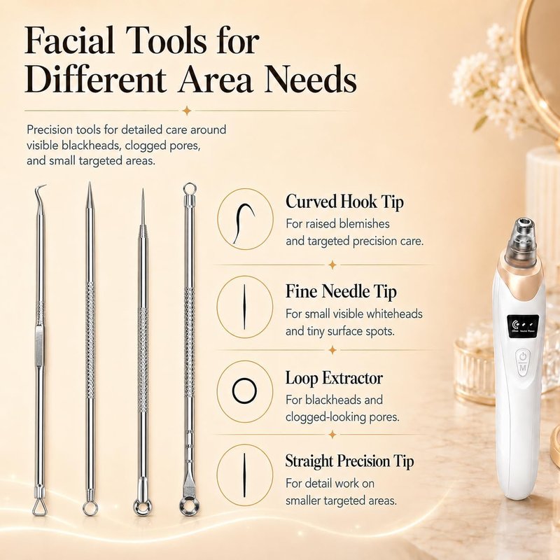 Blackhead Remover Vacuum - Professional Pore Cleaner with 3 Suction Levels | USB Rechargeable, 5 Probes, White