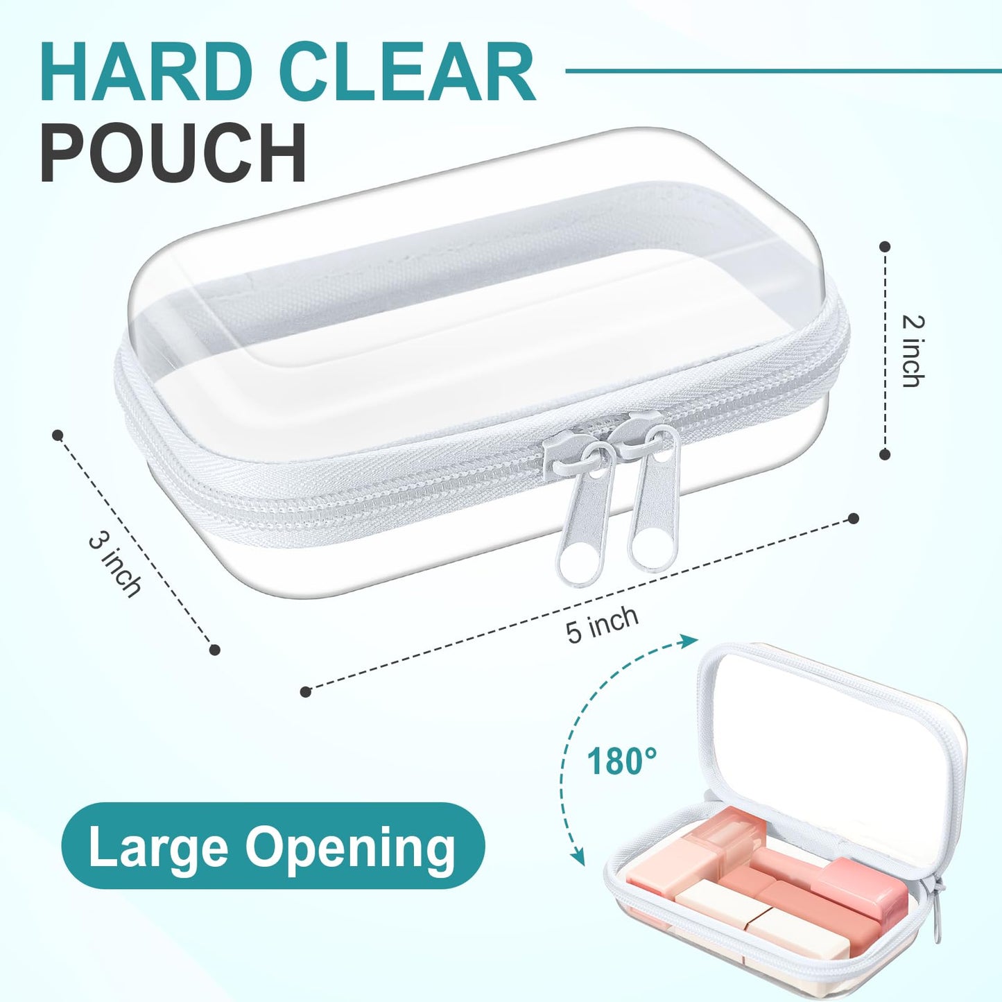 Sanwuta 10 Pcs Hard Zipper Case Clear Hard Pouches Plastic Zipper Pencil Portable Box Toy Storage Bins Plastic Container for Travel Toiletry Office Cosmetic Block Puzzle Organizer (Xs,Clear)
