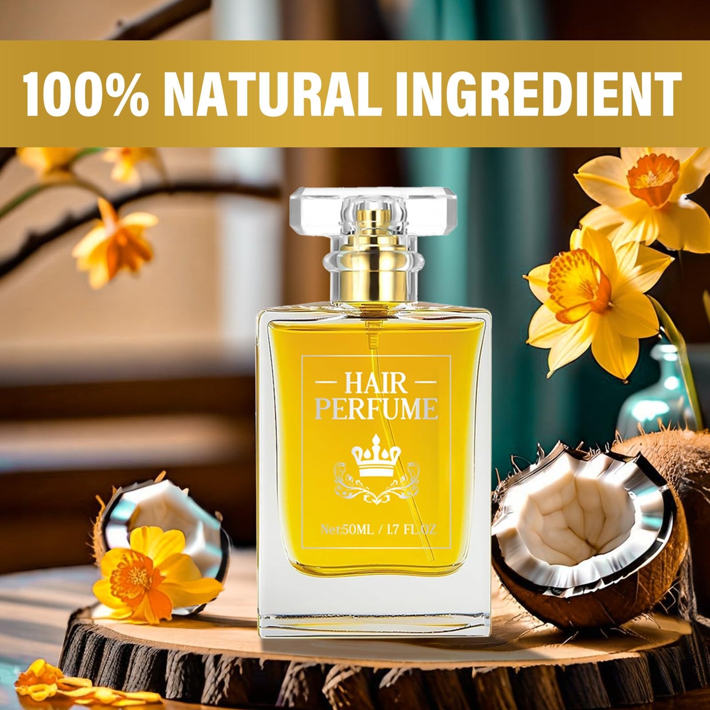 Hair Perfume, Moist Essential Oils for Dry Damaged Hair, Long-lasting Hair Refreshes Mist, Nourishing Dry Hair, Provides Softness and Brilliant Shine, Fragrance Pheromone Perfume for Women, 1.7fl oz