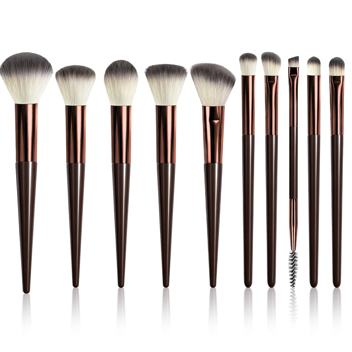 Premium 10-Piece Makeup Brush Set - Soft Synthetic Brushes for Blush, Eyeliner, Eyeshadow, Foundation | Travel-Friendly Pink Design