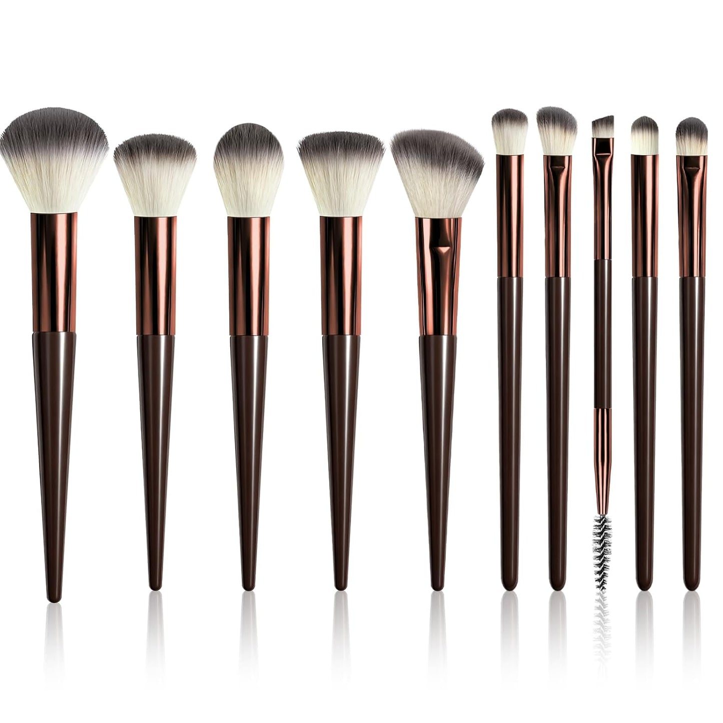 Premium Makeup Brush Set - 10 PCS Professional Synthetic Brushes for Blush, Eyeliner, Eyeshadow | Soft Hairs, Travel-Friendly (Black)