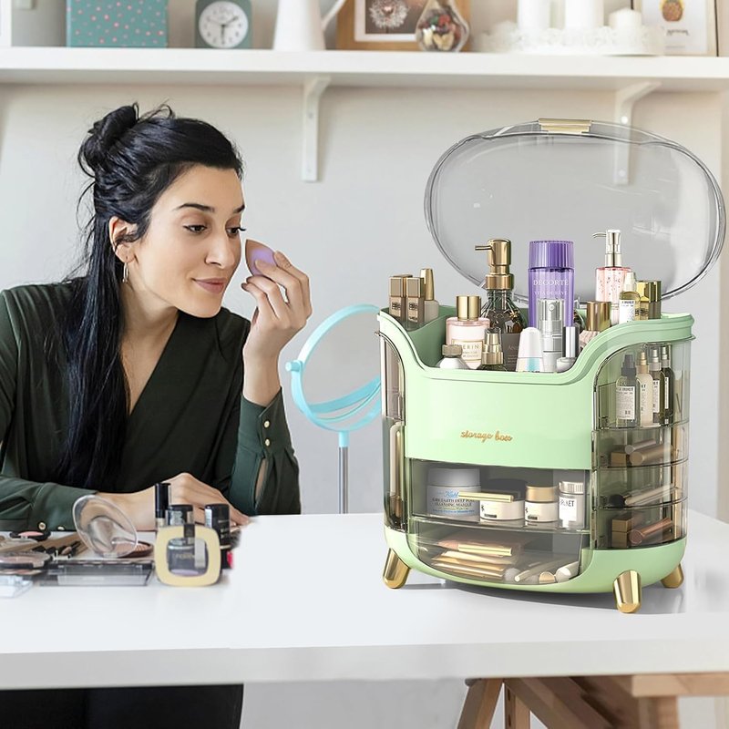 Makeup Organizer & Skincare Storage Box - Waterproof, Dustproof | Countertop with Lid & Drawers