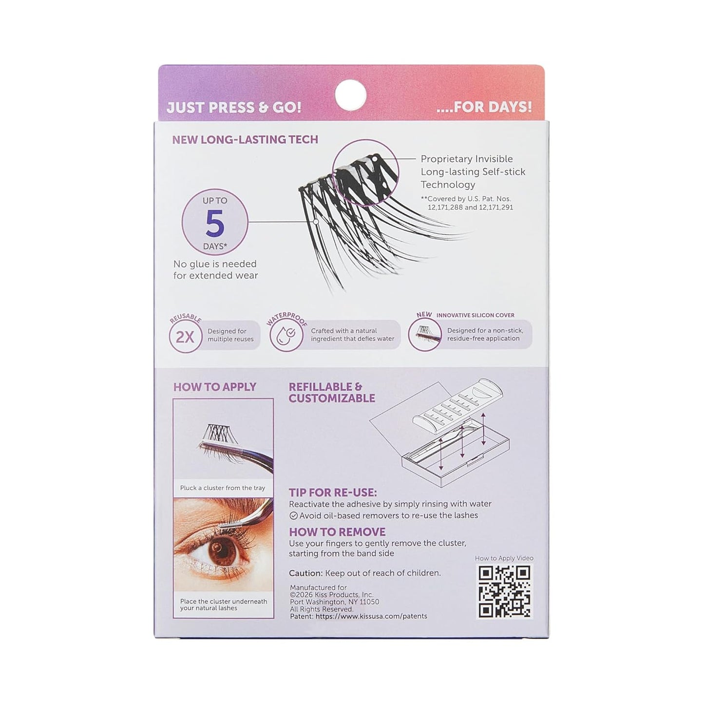 Kiss Impress False Eyelashes - Demi Natural Lash Clusters, 48 Pre-Glued, 8mm-16mm | Contact Lens Friendly, Reusable
