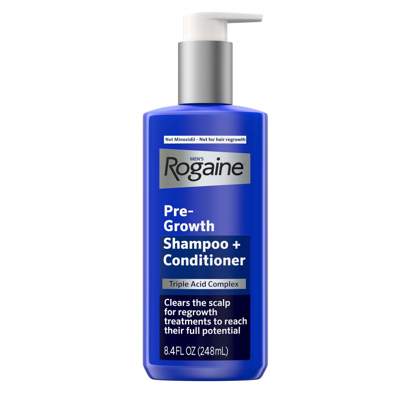 Rogaine Men's Pre-Growth 2 in 1 Shampoo + Conditioner with Triple Acid Complex, Scalp Purifying Shampoo Removes Build-Up To Maximize Hair Regrowth Treatments, Not Minoxidil, 8.4 fl. oz