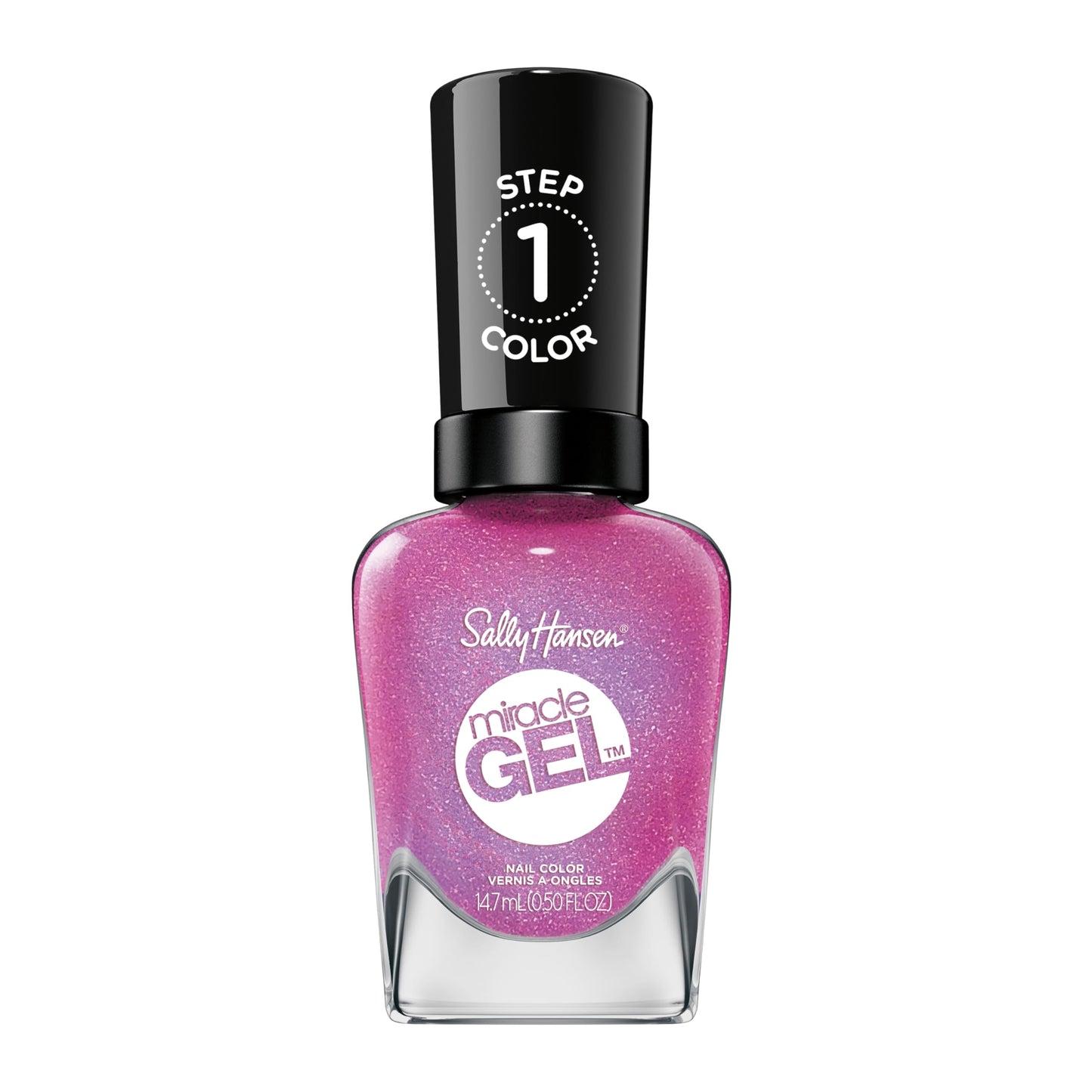 Sally Hansen Miracle Gel Salon Quality Nail Polish | Gel-Like Formula, Two-Step System, No UV Light Needed, Long Lasting | Opaque, Shimmer | 512 Quartz And Kisses | Fuchsia Pink Nail Color