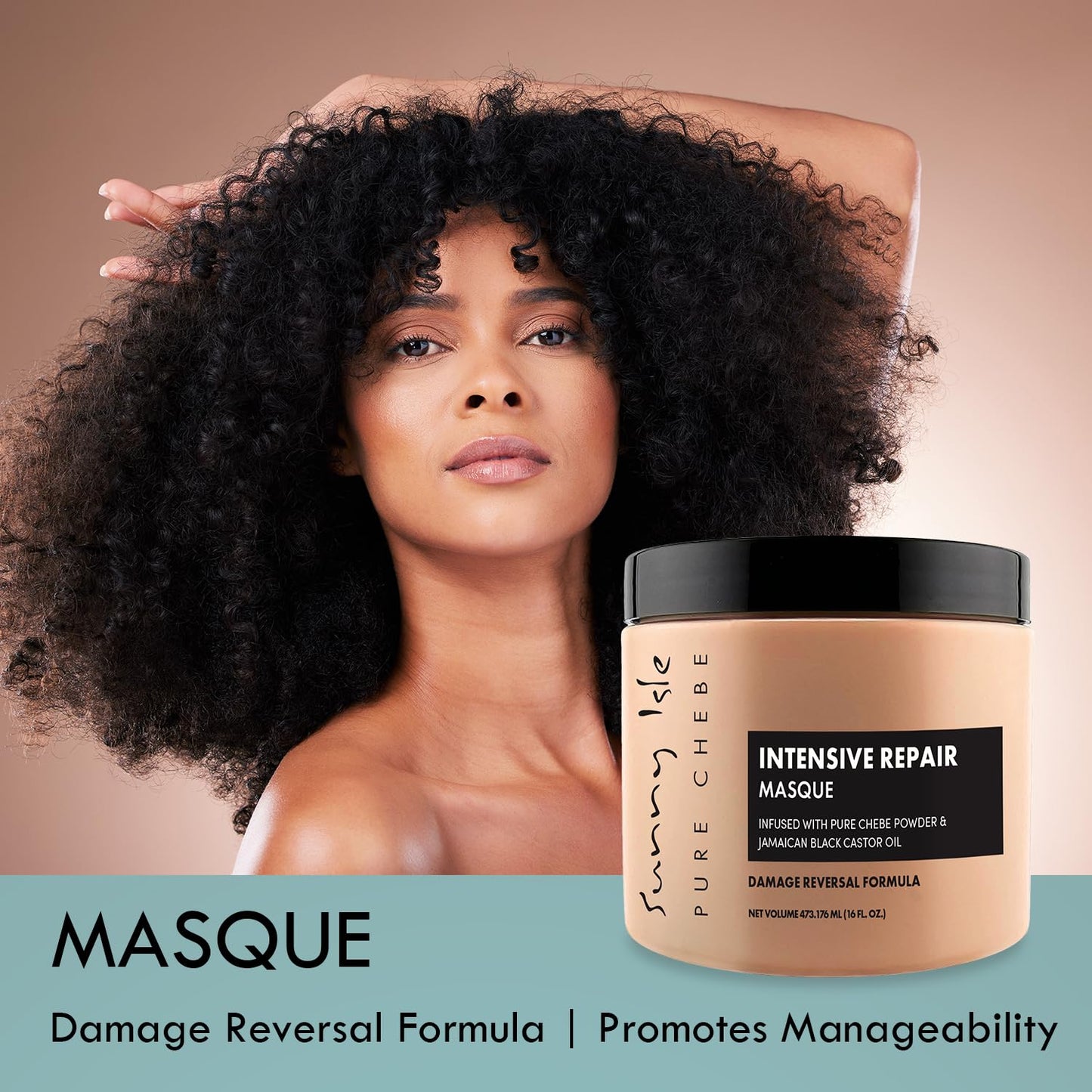 Sunny Isle Pure Chebe Intensive Repair Masque - Infused with Chebe & Jamaican Black Castor Oil - 16 oz