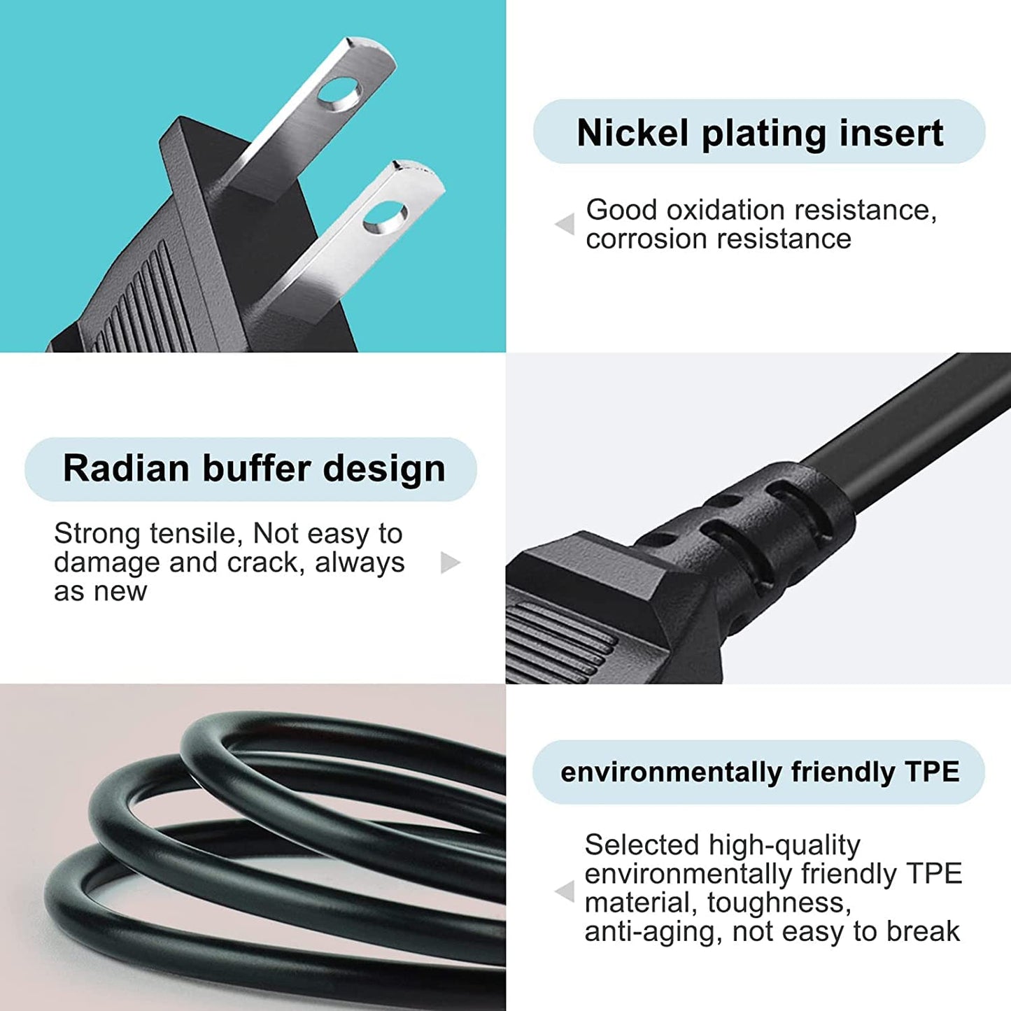 AC Power Supply Cord Plug Compatible with Cooluli Mini Fridge,Philips Respironics,Canon Printers. Marshall Stanmore Kilburn II Woburn Acton 2 Uxbridge Speaker Replacement Charger Charging Cable