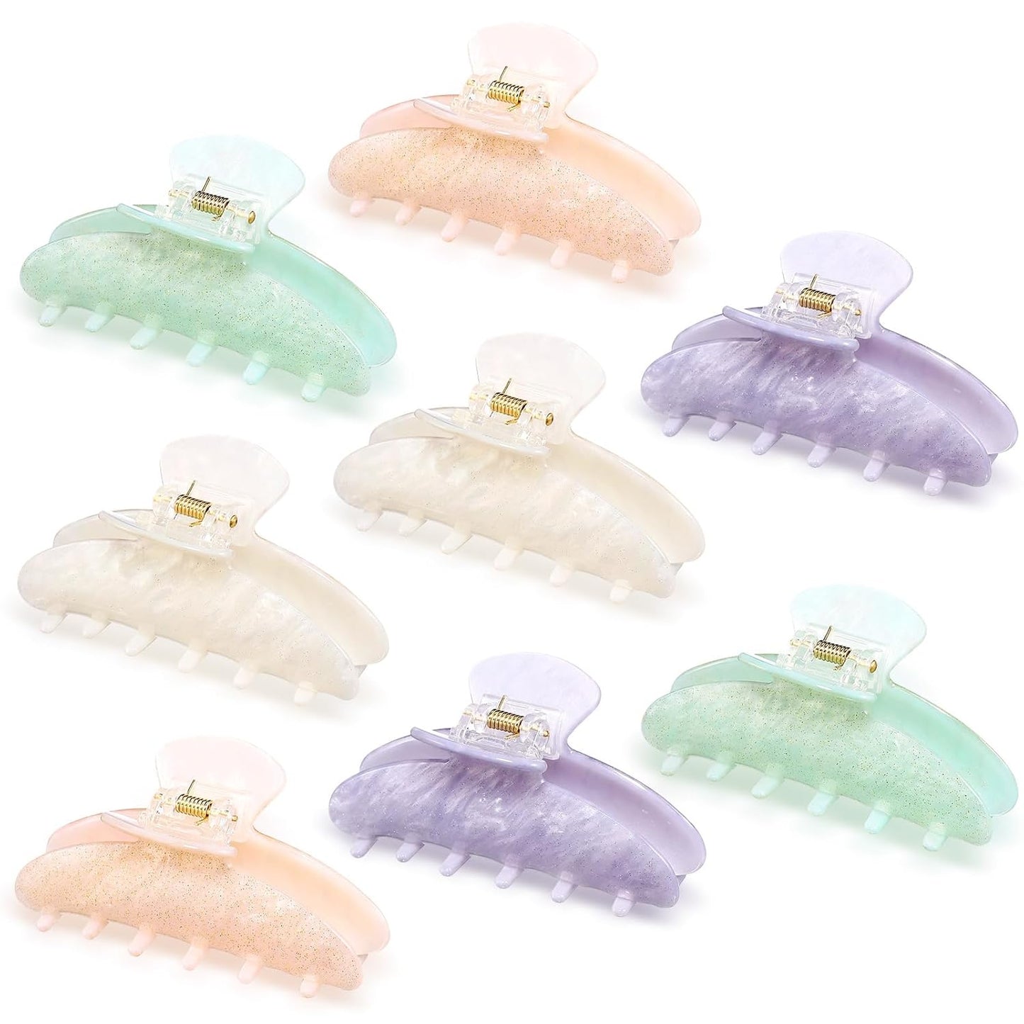 Large Acrylic Hair Claw Clips for Women - 8 Pcs Non-Slip Strong Hold | French Turquoise Color