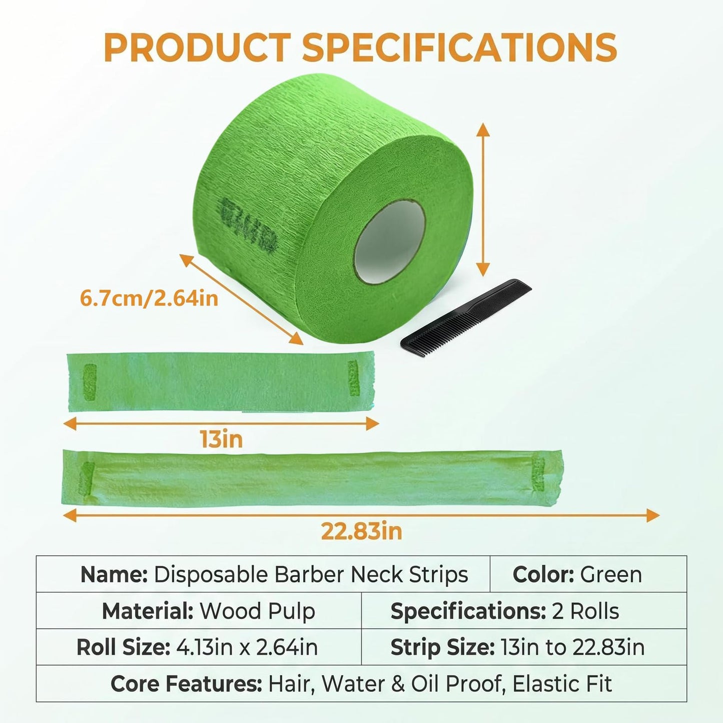 2 Rolls Barber Neck Strips Disposable Flexible Strentchy Paper Neck Bands Hairdressing Wrap Paper Tape Barber Supplies Accessories for Salon Coloring Haircutting Styling (Green)