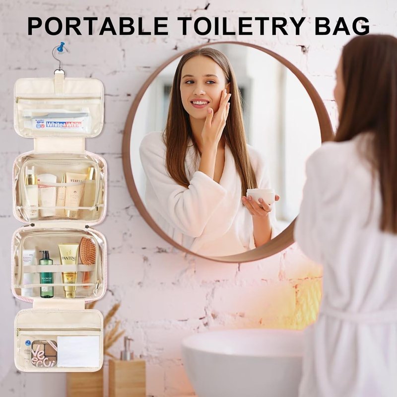 Travel Hanging Toiletry Bag - Personalized Initial Pouch for Women | Cruise Essentials, Purple M