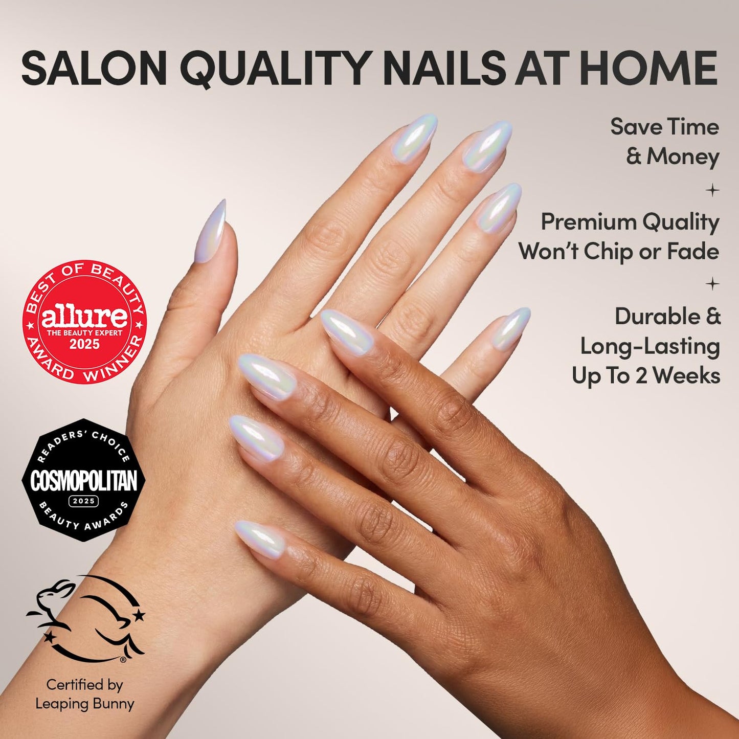 Glamnetic Entranced Press On Nails - Short Almond Fake Nails | 30 Pc Kit