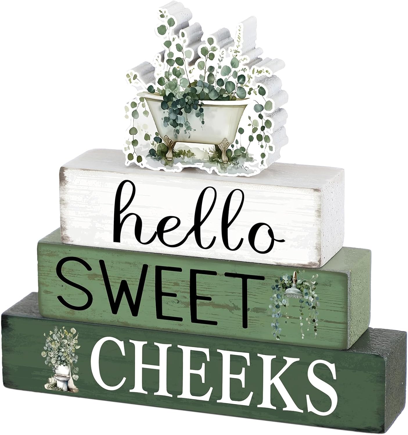 Highland Cow Bathroom Decor | 4 Pcs Farmhouse Style Table Centerpiece for Christmas & Valentine's Day
