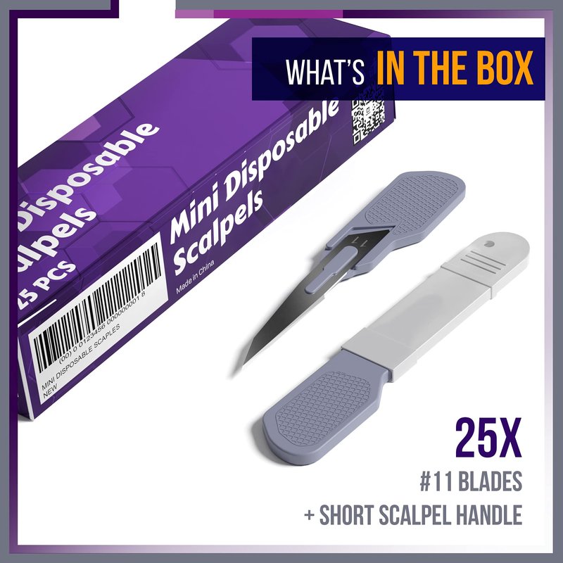 Mymed Mini #11 Dermaplane Razor for Women Face, Manual Shaving Razor, Pack of 25