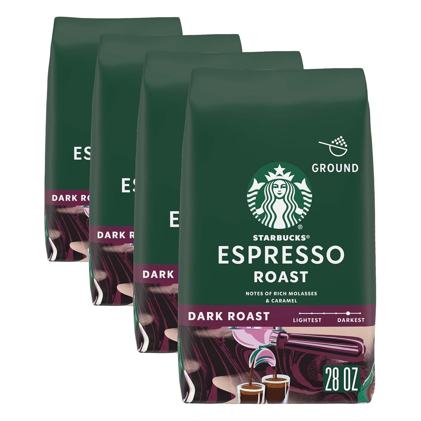 Starbucks Ground Coffee - Dark Roast Italian Blend | 100% Arabica, 18 oz Bag